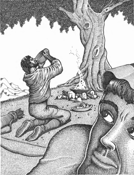 Jacob Smiling Triumphantly as Esau Eats the Stew