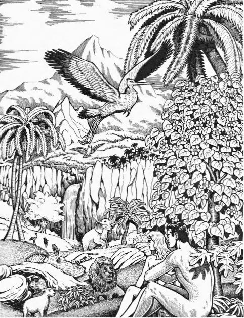 Adam and Eve at Peace in the Garden